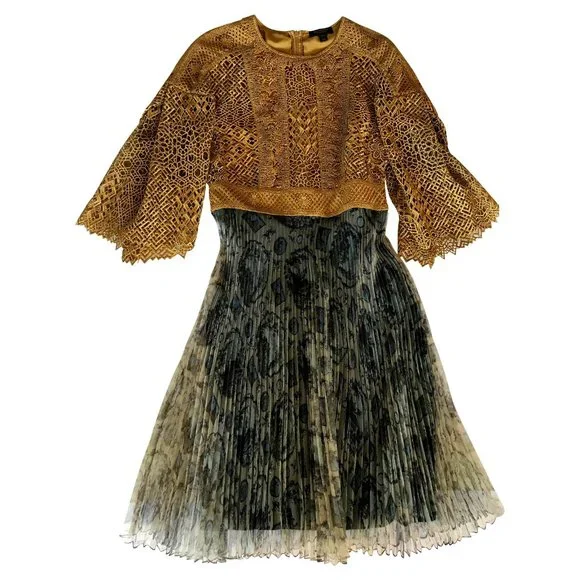 Burberry | Dresses | Burberry Dress Viscose In Gold | Poshmark